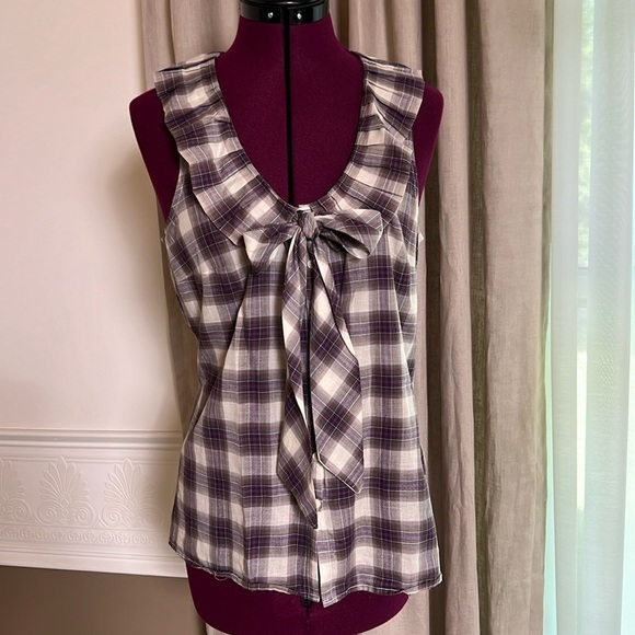 a.n.a Tops - A.N.A Women’s Size Medium Sleeveless Button Down Purple Ruffled Top